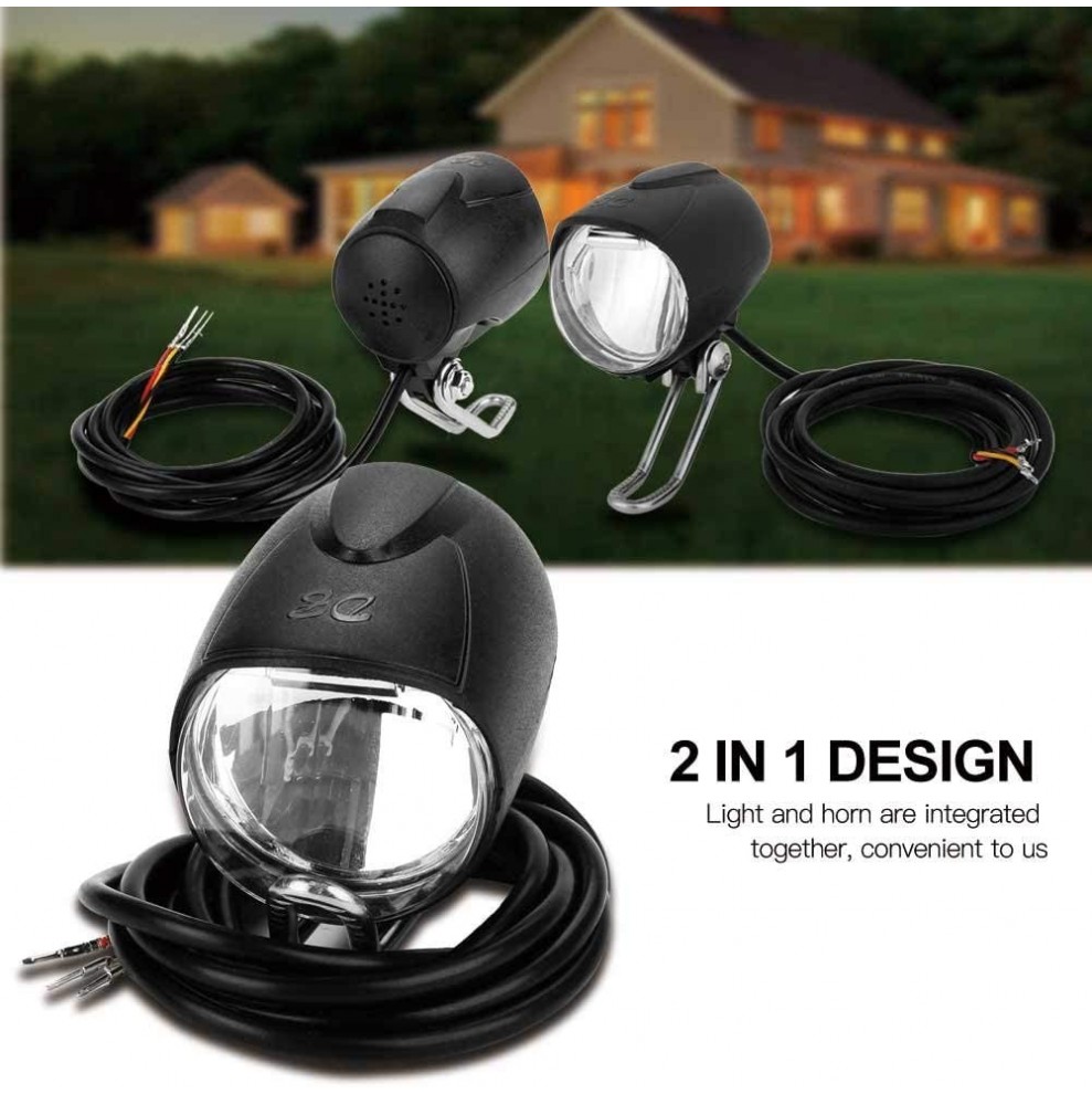 Фар LED + клаксон за електрическа триколка или скутер Фар LED + клаксон за електрическа триколка или скутер
