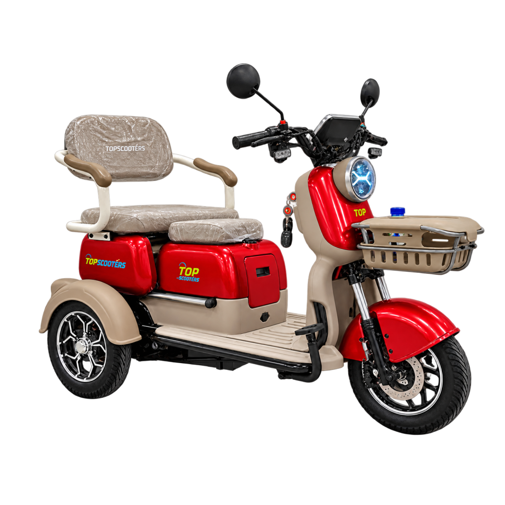Червена Електрическа триколка със задно задвижване X3 - 60V-28AH 800W