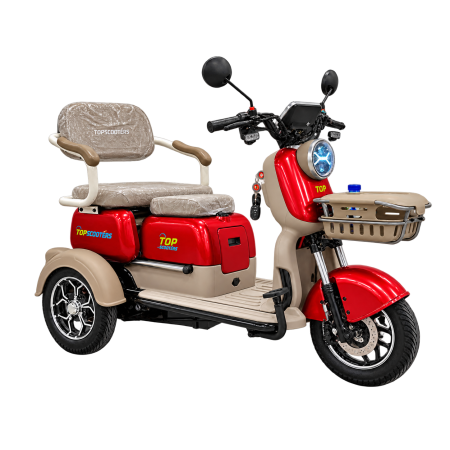 Червена Електрическа триколка със задно задвижване X3 - 60V-28AH 800W