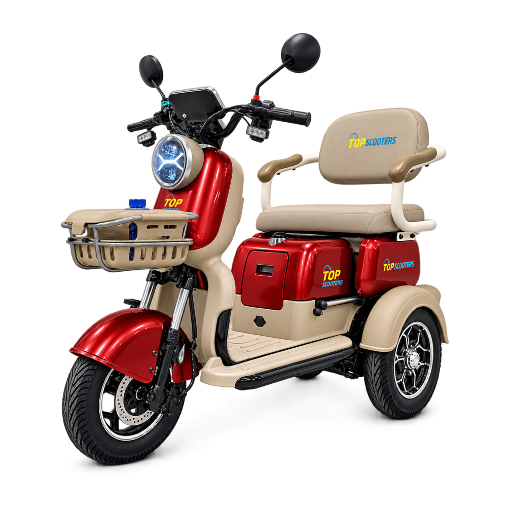Червена Електрическа триколка със задно задвижване X3 - 60V-28AH 800W