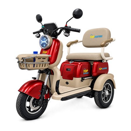 Червена Електрическа триколка със задно задвижване X3 - 60V-28AH 800W